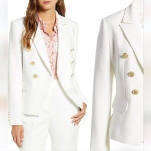 Rachel Parcell Ivory Herringbone Tweed Jacket
